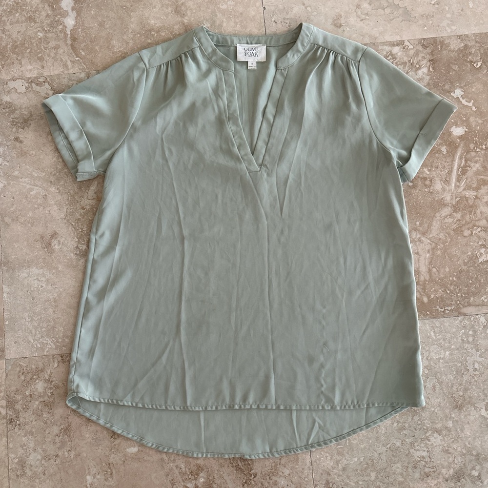 Sage Green V-Neck Women's Top